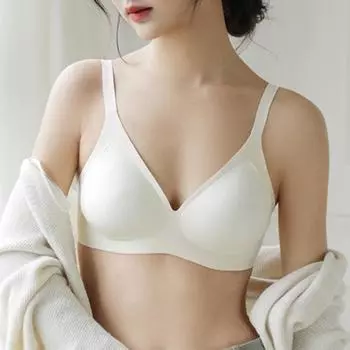 Летнее тонкое не оставляющее следов нижнее белье с фиксированной чашкой, нежесткий бюстгальтер, антипровисающий бюстгальтер для женщин M жёлтый