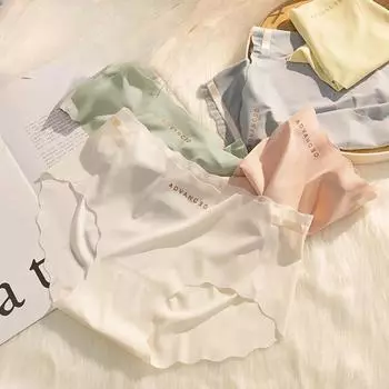 Летнее тонкое нижнее белье из ледяного шелка для женщин, нижнее белье без следов, большой размер, облегающие ягодицы, простые трусики из чистого хлопка с приподнятой промежностью и ягодицами M белый