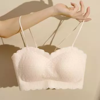 Летнее тонкое нижнее белье с небольшой грудью, красивый бюстгальтер с лямками на спине и кружевной бюстгальтер с подкладкой на груди, бюстгальтер-жилет для девочек M белый