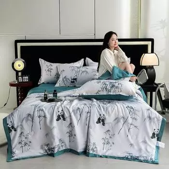 Летнее тонкое одеяло, 4 шт., домашний текстиль, легкое роскошное летнее прохладное одеяло, королевский размер, одеяло с кондиционером, простыня, комплект наволочек 150x200cm 1pc