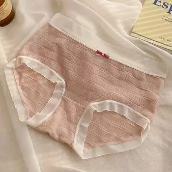 Летнее тонкое женское нижнее белье, дышащий антибактериальный топ со средней талией, бесследные шорты для девочек one size серый