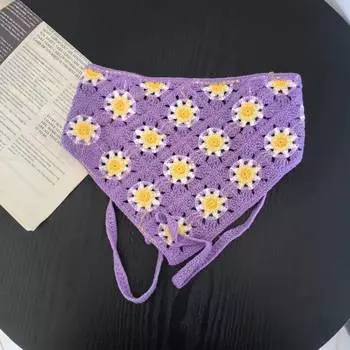 Летнее треугольное полотенце ручной работы крючком вязаная повязка на голову женская ретро интернет знаменитость милый сладкий ремешок платок шапка M56-58cm
