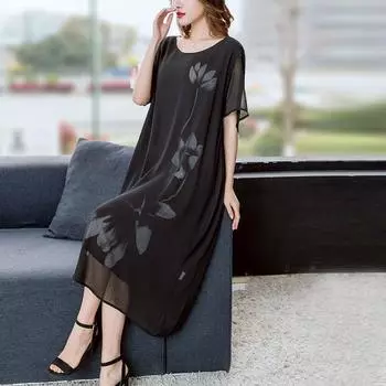 Летнее удобное платье из хлопка и льна для женщин больших размеров, свободный наряд для мам в стиле ретро, повседневная длинная юбка XL