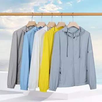 Летнее уличное солнцезащитное пальто с капюшоном и застежкой-молнией с длинными рукавами, однотонное пальто с защитой от ультрафиолета на 360 градусов 2XL серый