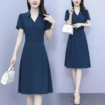 Летнее винтажное модное облегающее платье миди для женщин в стиле ретро, французское, с завышенной талией, элегантное платье для мам M синий