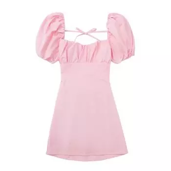 Летнее женское белое хлопковое платье с пышной спинкой и коротким рукавом, женский сарафан XS оранжевый