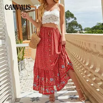 Летнее женское бюстье с высокой талией, однобортное с разрезом, модная пляжная юбка для курортного отдыха, полуюбка S красный