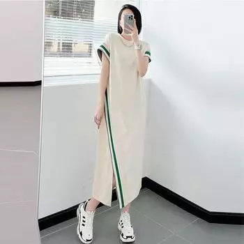 Летнее женское цветное асимметричное женское платье с коротким рукавом, свободное, повседневное, прямое, Vestidos XXXXL чёрный