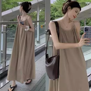 Летнее женское карманное платье с лямкой на бретельках Fairy Seaside Vacation Beach Повседневные длинные платья 2XL