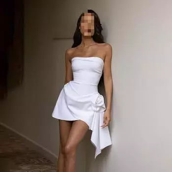 Летнее женское новое модное платье в стиле пэчворк с цветочным принтом, однотонное вечернее платье без рукавов и бретелек с открытой спиной S чёрный