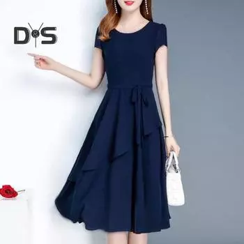 Летнее женское платье А-силуэта в стиле пэчворк с короткими рукавами и круглым вырезом, со шнуровкой на талии, однотонное платье для свиданий, вечеринок, поездок на работу L розовый