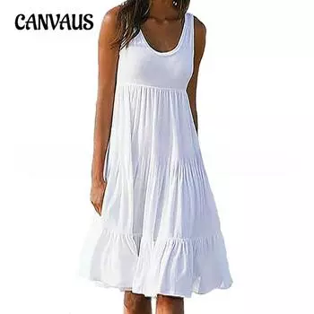 Летнее женское платье без рукавов с круглым вырезом в стиле пэчворк, пляжные платья