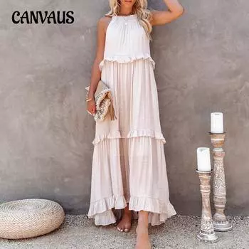 Летнее женское платье без рукавов, темпераментное длинное платье-драглайн для торта