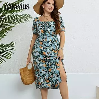 Летнее женское платье больших размеров с разрезом на одно плечо и талией, модные платья