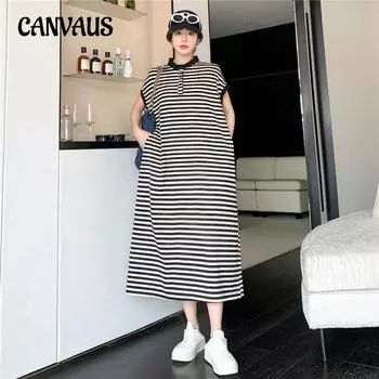 Летнее женское платье больших размеров, свободные темпераментные повседневные платья в полоску с маленькими лацканами, покрытые мясом L