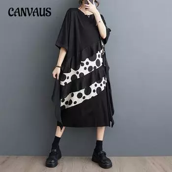 Летнее женское платье больших размеров, свободное повседневное платье с короткими рукавами и принтом, простые пригородные платья с короткими рукавами One Size