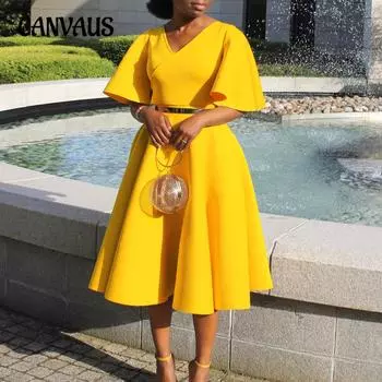 Летнее женское платье больших размеров с расклешенными рукавами и v-образным вырезом, модное темпераментное платье с большой юбкой и подолом