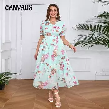 Летнее женское платье больших размеров с оборками, длинное платье-халат L светло-зеленый