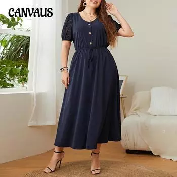 Летнее женское платье большого размера, однотонные свободные платья