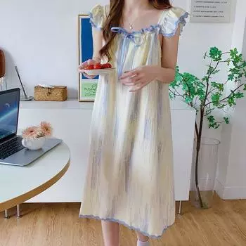Летнее женское платье для сна, сексуальное платье, длинное свободное, милое, милое, в ленивом стиле, можно носить изношенное для дома Fury M
