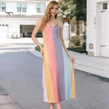 Летнее женское платье-комбинация с v-образным вырезом и цветными блоками в стиле пэчворк, с открытой спиной и без рукавов, облегающее платье трапециевидной формы, пляжная домашняя одежда, платье макси, платье на бретельках XL фиолетовый