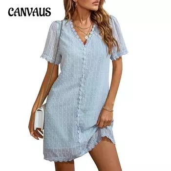 Летнее женское платье, кружевное лоскутное платье миди с коротким рукавом, свободное женское платье S белый