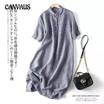 Летнее женское платье, льняное клетчатое платье в стиле ретро, повседневная свободная женская длинная юбка с большим подолом M чёрный