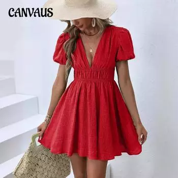 Летнее женское платье, модное плиссированное однотонное платье трапециевидной формы с коротким рукавом и высокой талией S чёрный