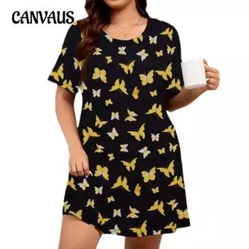 Летнее женское платье, ночная рубашка с принтом бабочки, свободная домашняя одежда больших размеров 1XL разноцветный