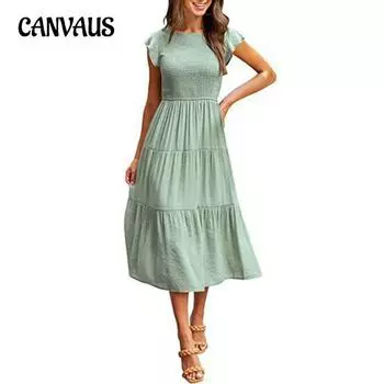 Летнее женское платье, однотонное повседневное платье с короткими рукавами S белый