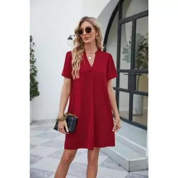 Летнее женское платье повседневное свободное модное сексуальное платье с V-образным вырезом S сапфировый