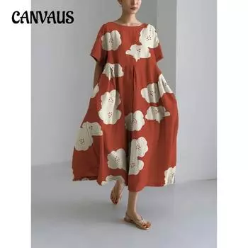 Летнее женское платье Пуловер с круглым вырезом и короткими рукавами Удобное повседневное платье Длинное платье S