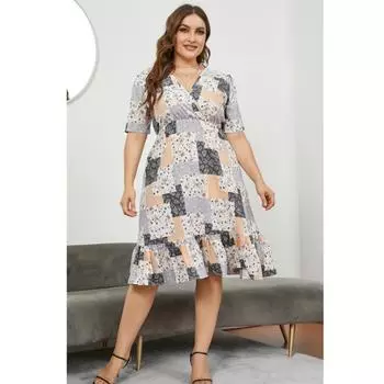 Летнее женское платье размера плюс 5xl, внешнеторговое женское платье, сексуальные клубные женские платья с v-образным вырезом и принтом XL синий