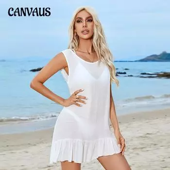 Летнее женское платье с бабочкой на крючках, пляжное платье с бретельками, пляжные платья в стиле бохо One Size белый