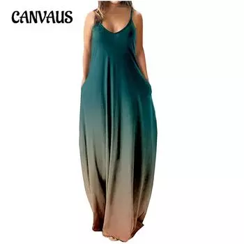 Летнее женское платье с бретелькой на шее, свободное платье больших размеров, женское сексуальное длинное платье с глубоким V-образным вырезом и принтом S