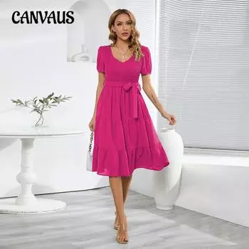 Летнее женское платье с круглым вырезом и коротким рукавом, тонкий подол, платье для торта, повседневные платья S чёрный