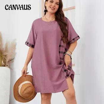 Летнее женское платье с круглым вырезом, большие размеры, нерегулярные свободные платья с короткими рукавами 1XL чёрный