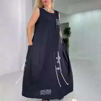 Летнее женское платье с круглым вырезом и боковым карманом, свободный жилет трапециевидной формы, большие размеры, пуловер длиной до щиколотки с кисточками, платье макси 3XL красный