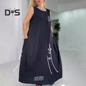 Летнее женское платье с круглым вырезом и боковым карманом, свободный жилет трапециевидной формы, большие размеры, пуловер длиной до щиколотки с кисточками, платье макси 3XL красный