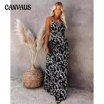 Летнее женское платье с лямкой на шее, открытое платье с v-образным вырезом и эластичной резинкой на талии, сексуальное платье длиной с принтом S серый