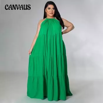 Летнее женское платье с лямкой на шее, платье без рукавов больших размеров, однотонные повседневные свободные платья L белый