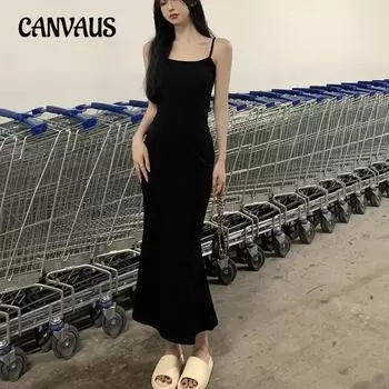 Летнее женское платье с лямкой на шее, сексуальное облегающее платье с талией без рукавов, облегающее платье для девочек One Size чёрный