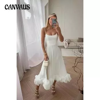 Летнее женское платье с лямкой на шее, модное сексуальное распашное платье трапециевидной формы с объемными цветами S белый