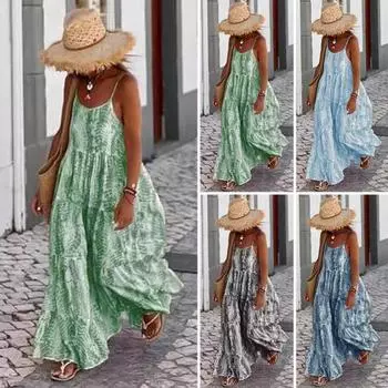 Летнее женское платье с низким вырезом без рукавов и открытой спиной, лоскутное платье с принтом тай-дай, свободный лоскутный подол, пляжное платье макси для отпуска, платье с ремешками, богемный сарафан L