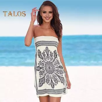 Летнее женское платье с открытыми плечами, без рукавов, с открытой спиной, эластичный бюст, с принтом в стиле ретро, плиссированное платье длиной до колена, бандо-миди, отпуск, пляж S фиолетовый