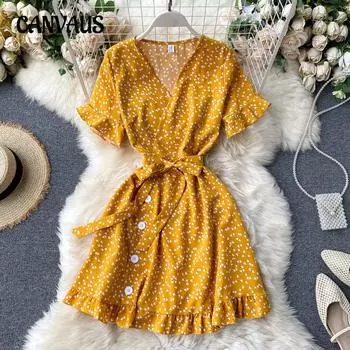 Летнее женское платье с принтом «Любовь в форме сердца» с расклешенными рукавами и завязками на талии, короткое, с надписью «Первая любовь» average size белый