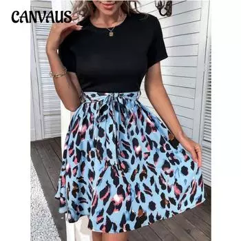 Летнее женское платье с принтом в стиле пэчворк и бантом, темпераментное элегантное платье S жёлтый