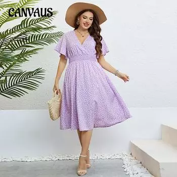 Летнее женское платье с v-образным вырезом фиолетового цвета, свободные платья большого размера