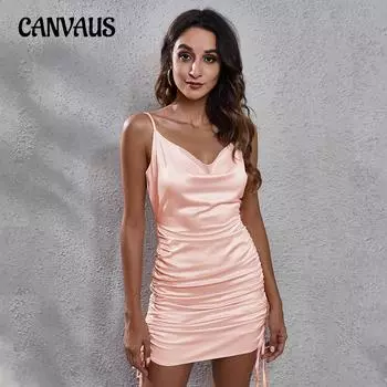 Летнее женское платье с завязками на шнуровке и V-образным вырезом на спине, одноплатье с бретелью через шею XS белый