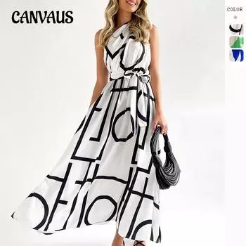 Летнее женское платье, сексуальное платье с поясом и диагональным воротником с принтом, облегающим талию S чёрный